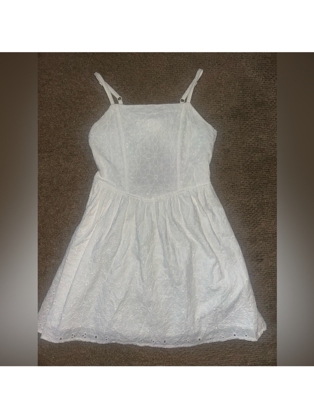 art class White Eyelet Spaghetti-Strap Sundress for Kids